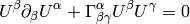 U^\beta\partial_\beta U^\alpha + \Gamma^\alpha_{\beta\gamma}U^\beta U^\gamma  = 0