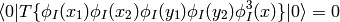 \braket{0|T\{\phi_I(x_1)\phi_I(x_2) \phi_I(y_1)\phi_I(y_2) \phi_I^3(x)\}|0} = 0