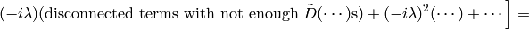 \left. (-i\lambda)(\hbox{disconnected terms with not enough $\tilde D(\cdots)$s})+(-i\lambda)^2(\cdots)+\cdots\right]=