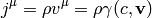 j^\mu = \rho v^\mu = \rho\gamma(c, {\bf v})