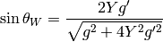 \sin\theta_W = {2Yg'\over\sqrt{g^2+4Y^2g'^2}}