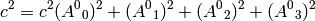 c^2 = c^2(A^0{}_0)^2+(A^0{}_1)^2+(A^0{}_2)^2+(A^0{}_3)^2