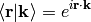 \braket{{\bf r}|{\bf k}}=e^{i{\bf r}\cdot{\bf k}}