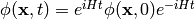 \phi({\bf x}, t)=e^{iHt}\phi({\bf x}, 0)e^{-iHt}