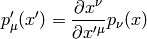 p'_\mu(x') ={\partial x^\nu\over\partial x'^\mu} p_\nu(x)